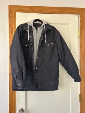 Dickies Black Work Jacket with Grey Hooded Liner